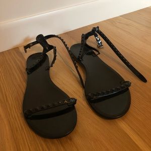 Valentino Black Rockstud Jelly Sandals.